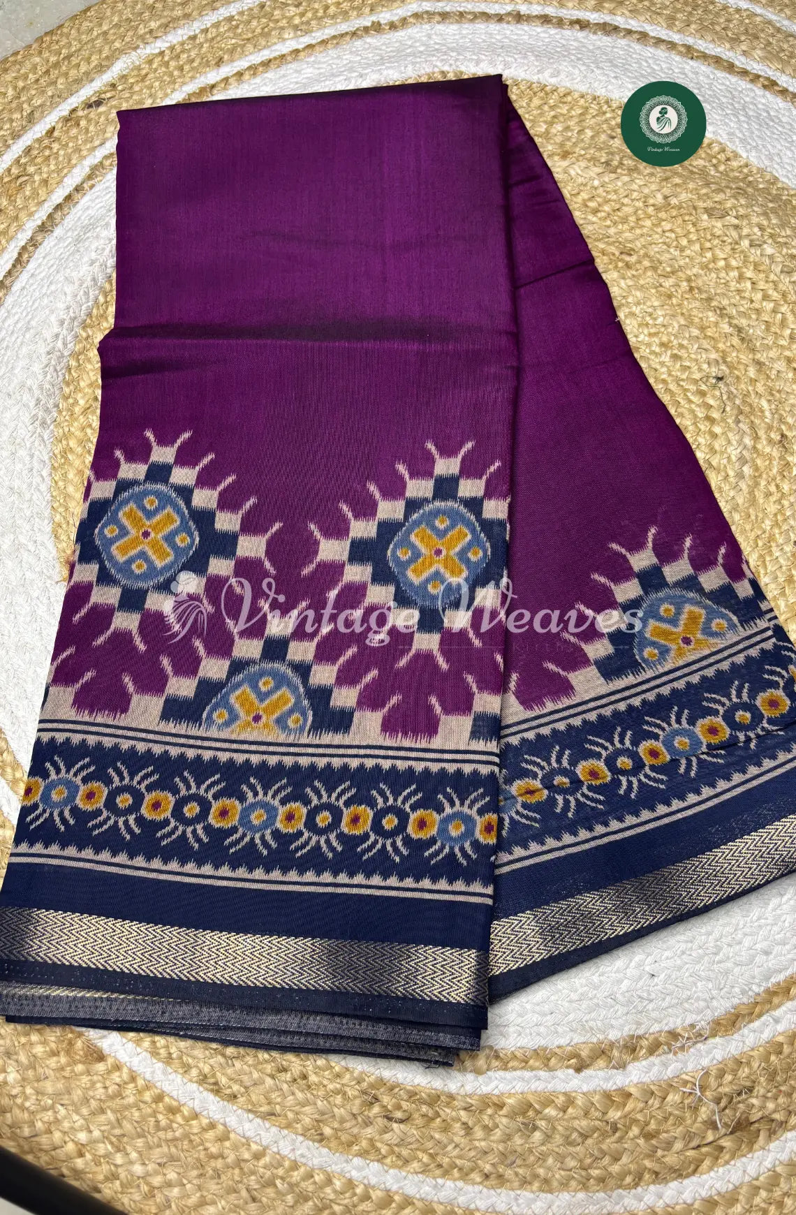 Mangalagiri Silk Saree With Zari Border-Violet