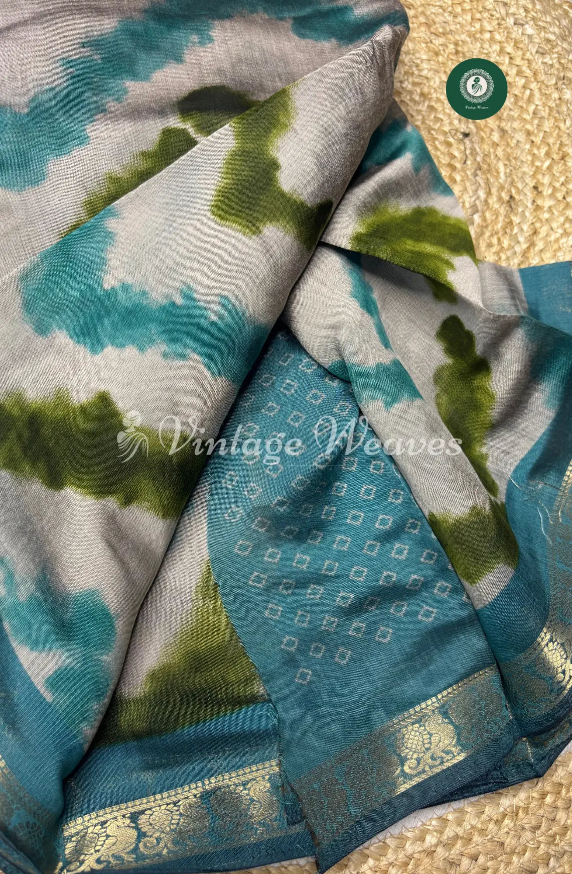 Mangalagiri Silk Saree With Peacock Design ZigZag-Sky Blue