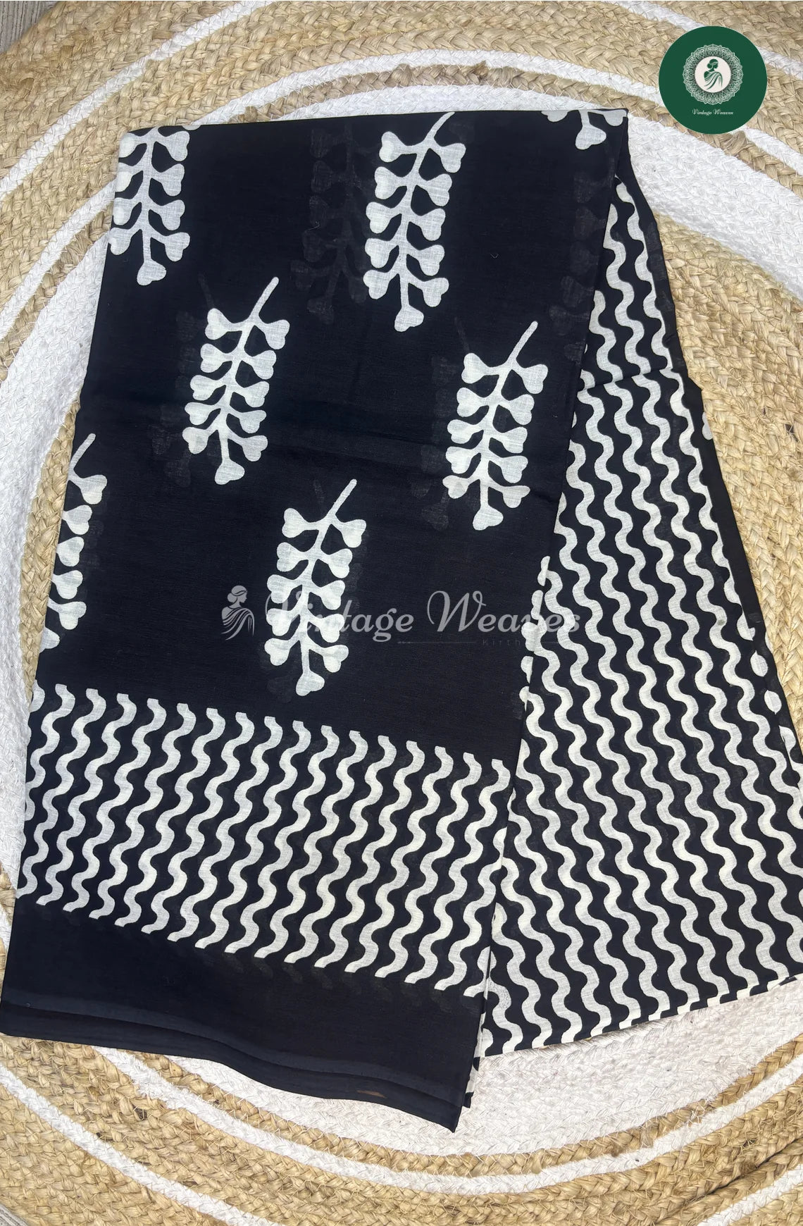 Mul Cotton Saree-Black