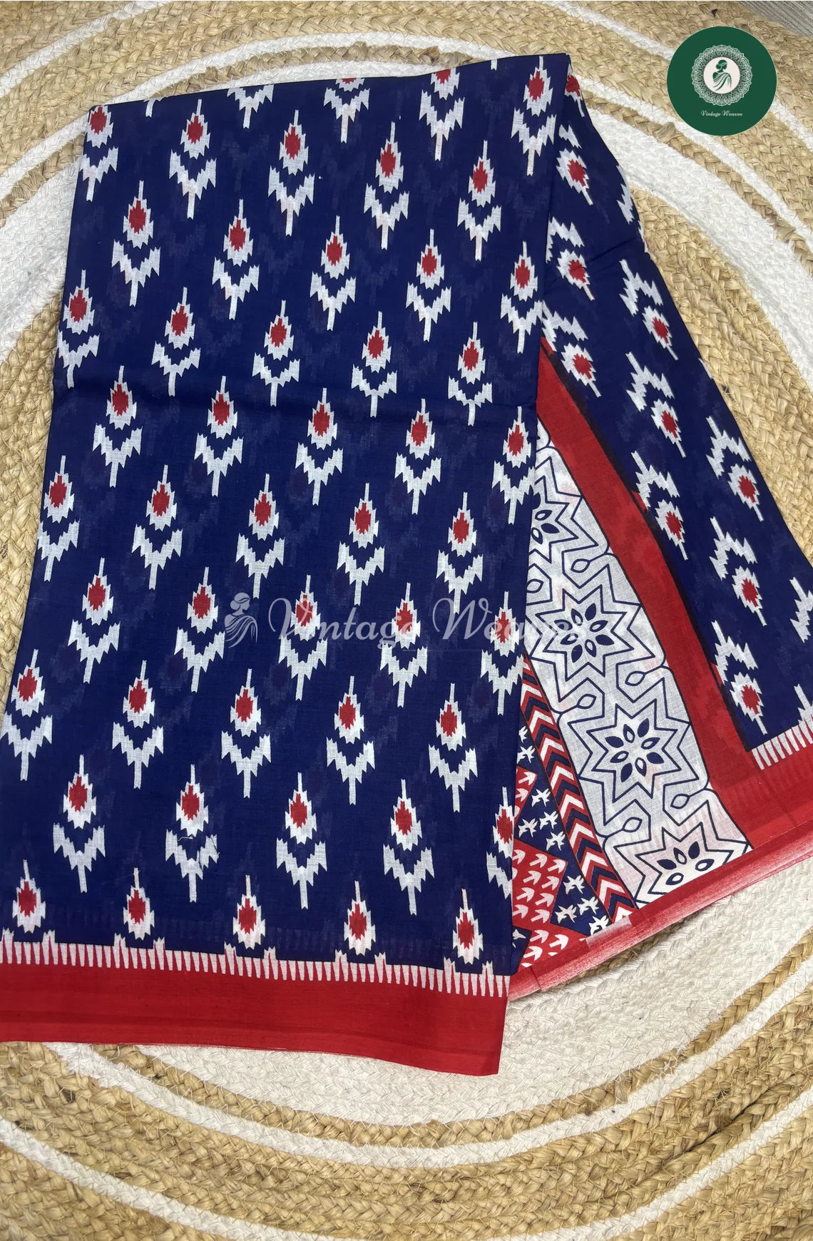 Mul Cotton Ikkat Design -Indigo