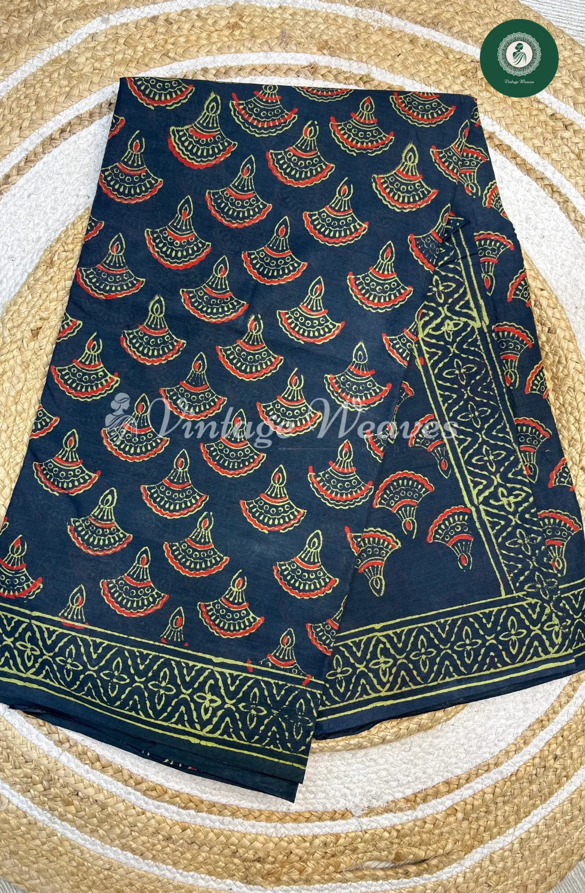 Mul cotton Handblock Print-Green