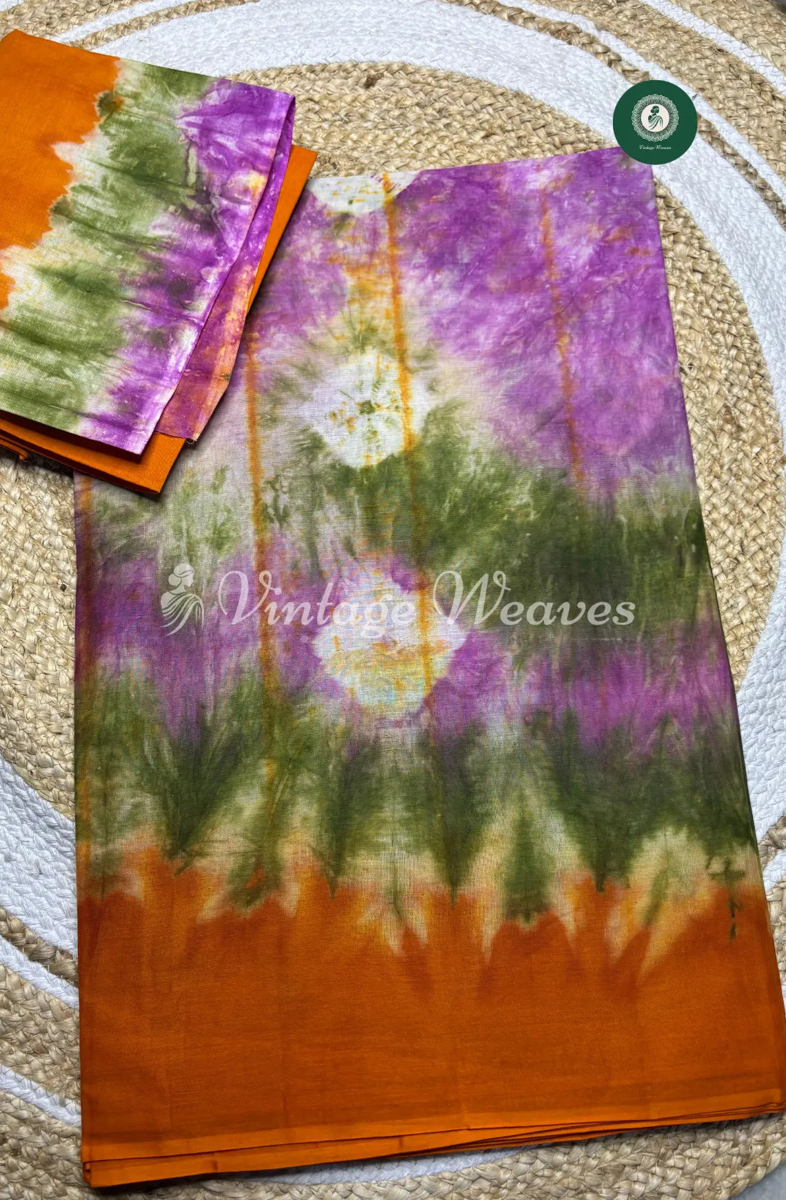 Multicolor DailyWear Cotton Saree-Pink With Orange