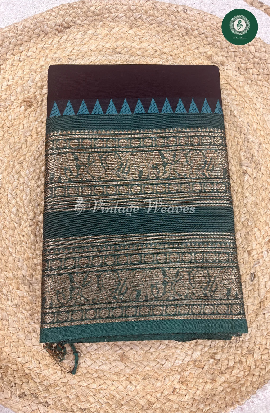 Premium 100Count Chettinad Cotton Saree-Blackwithseablue