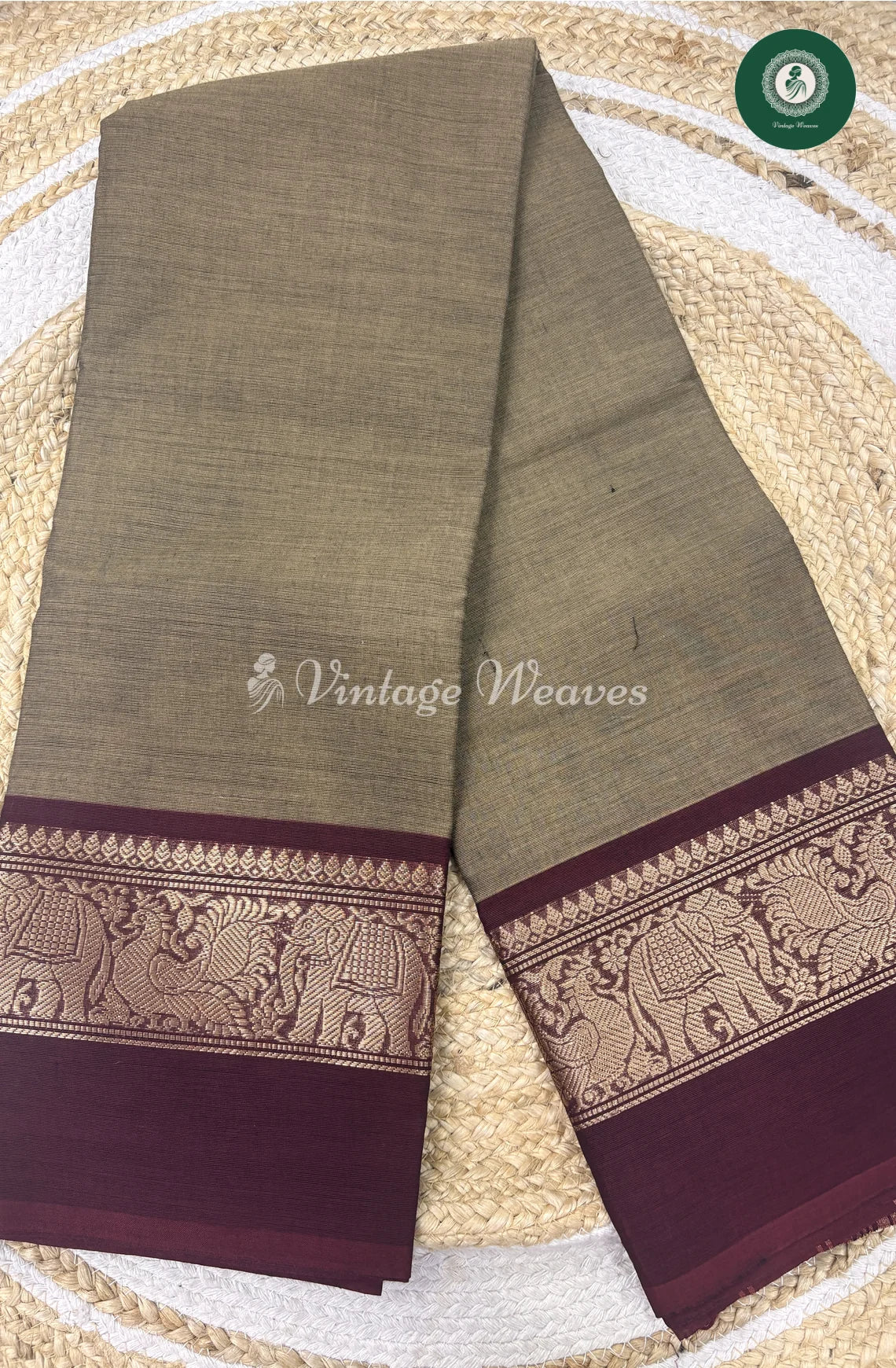 Premium 100Count Chettinad Cotton Saree-Grey_2