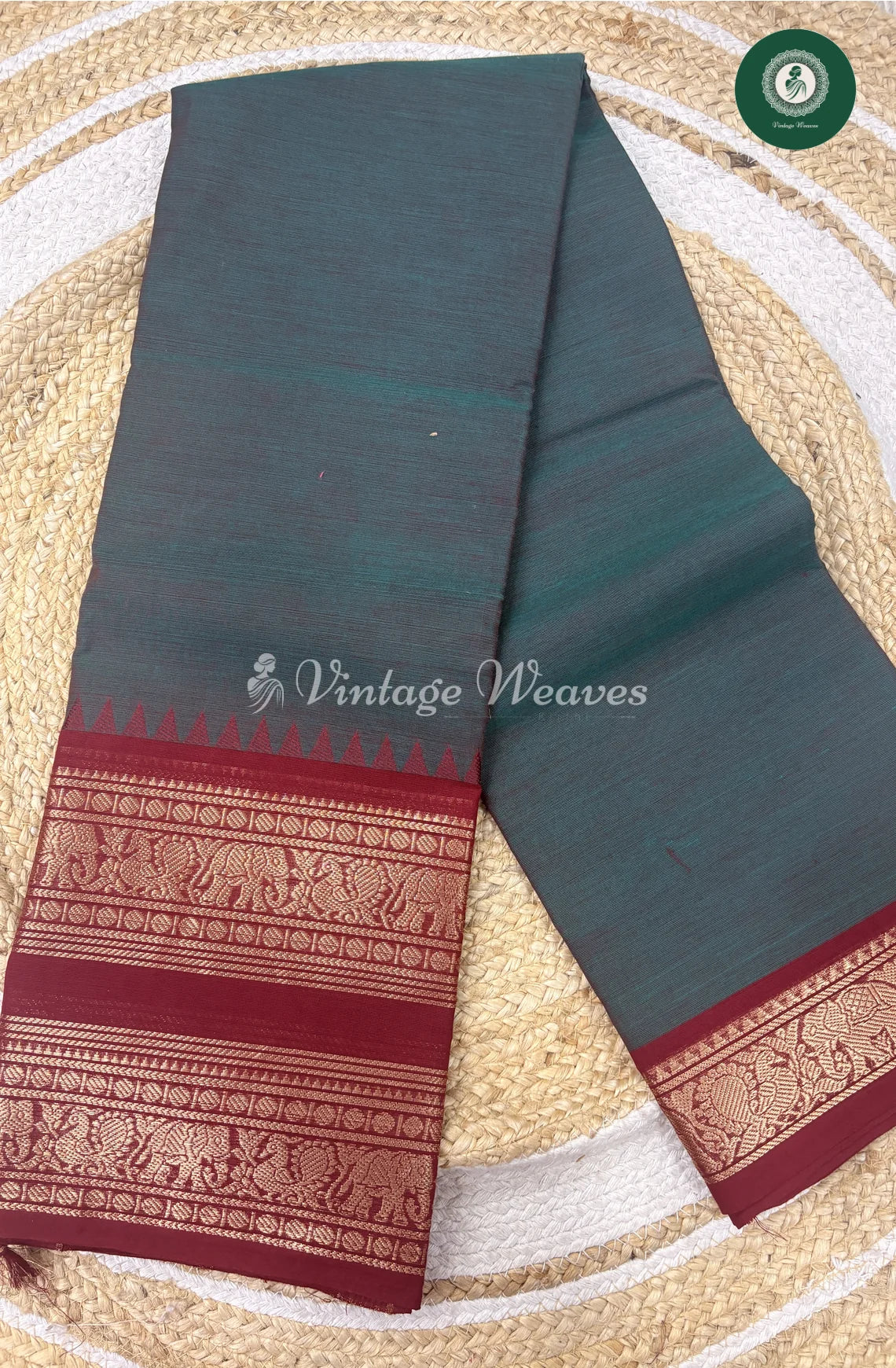 Premium 100Count Chettinad Cotton Saree-GreywithMarron