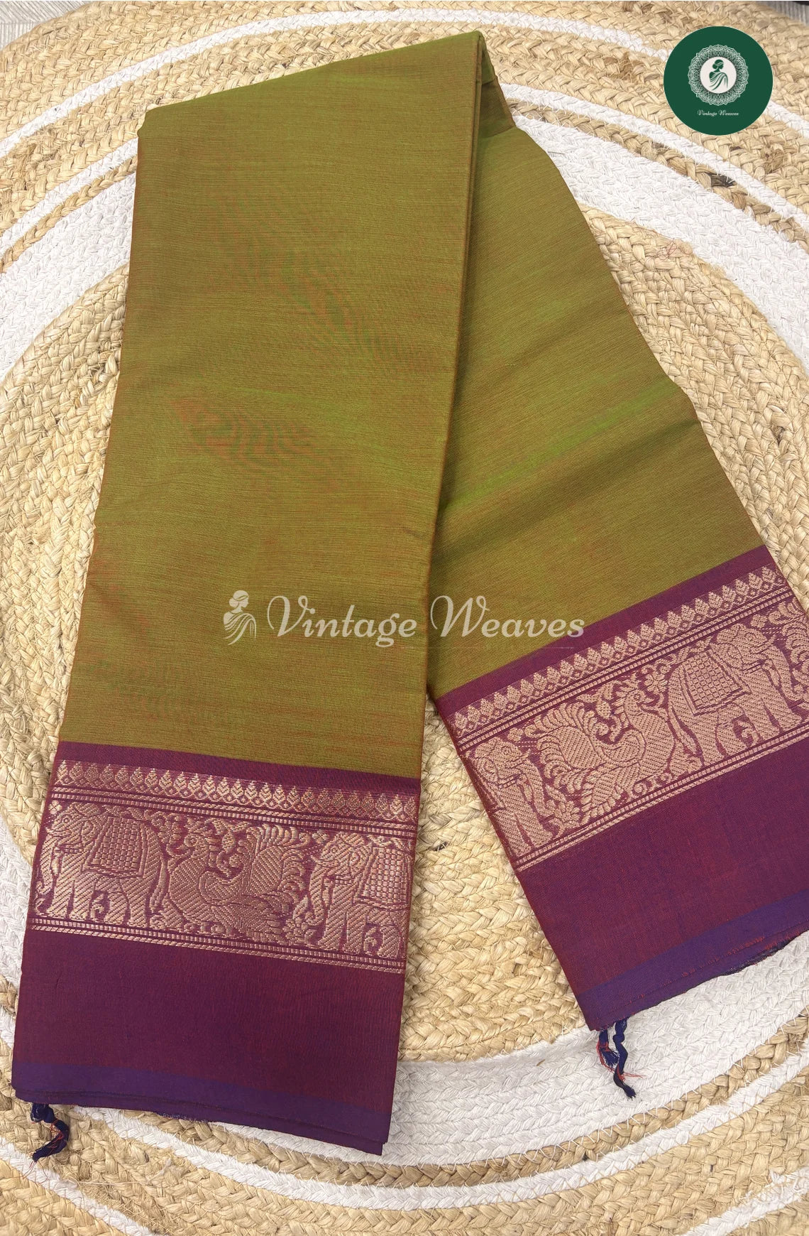 Premium 100Count Chettinad cotton Saree-YellowishGreen