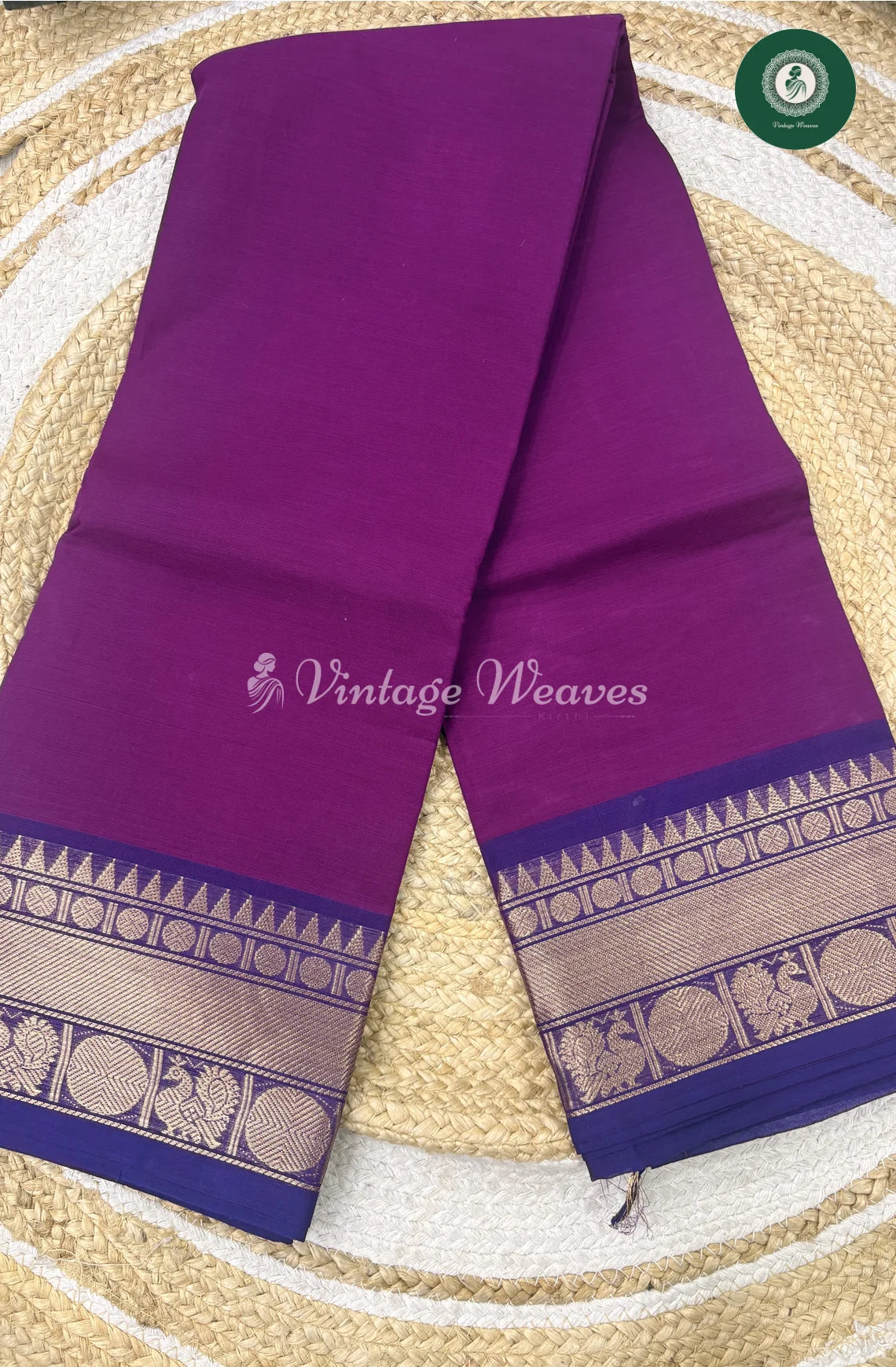Premium 100Count Chettinad cotton Saree-VioletwithBlue
