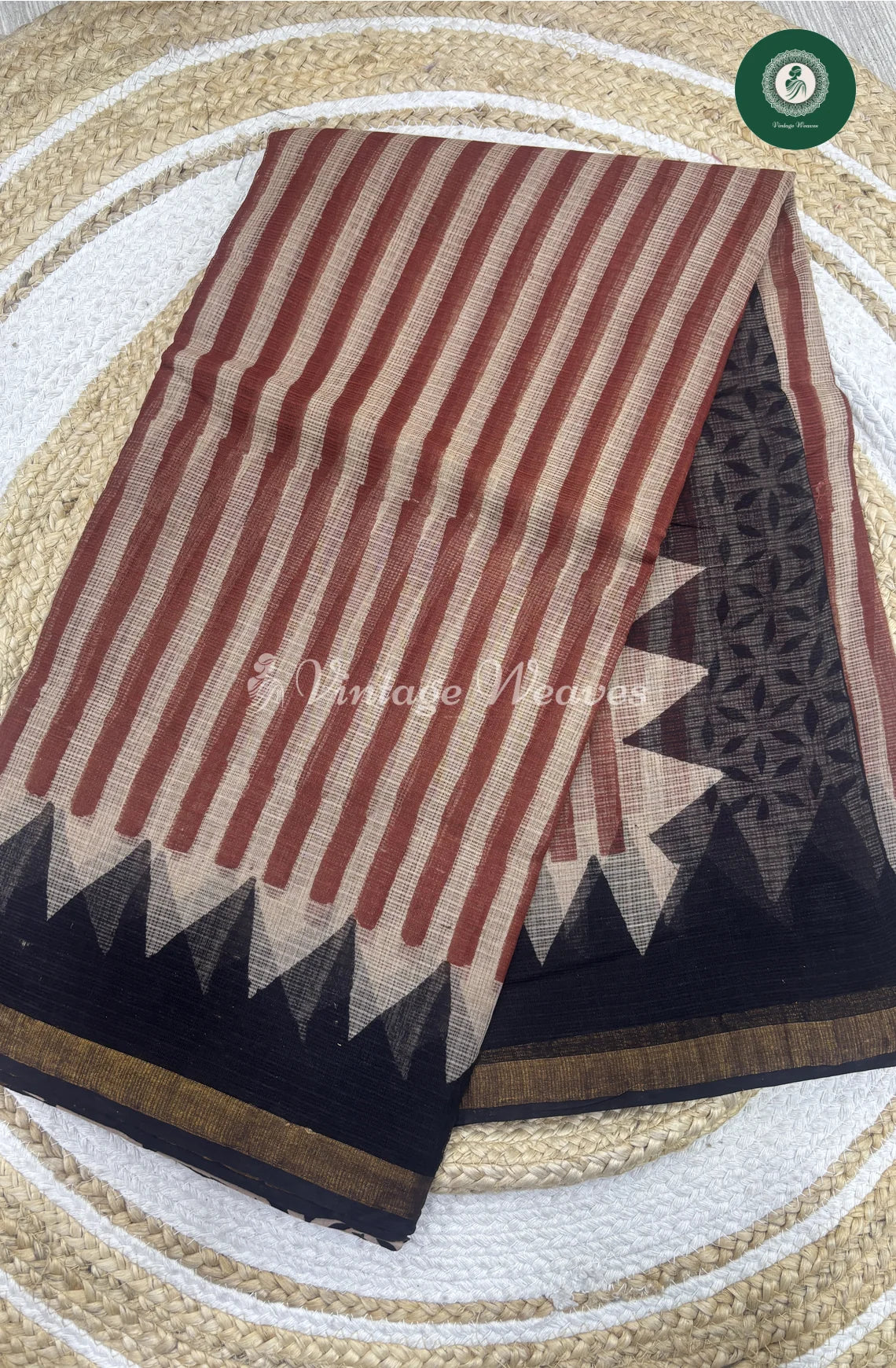 Premium Kota Cotton -TempleBorder with Verticallines