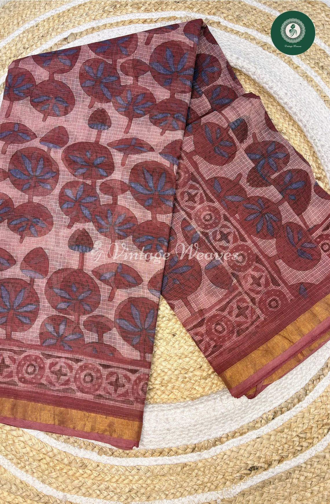 Premium Kota Cotton Saree-MushroomPeach