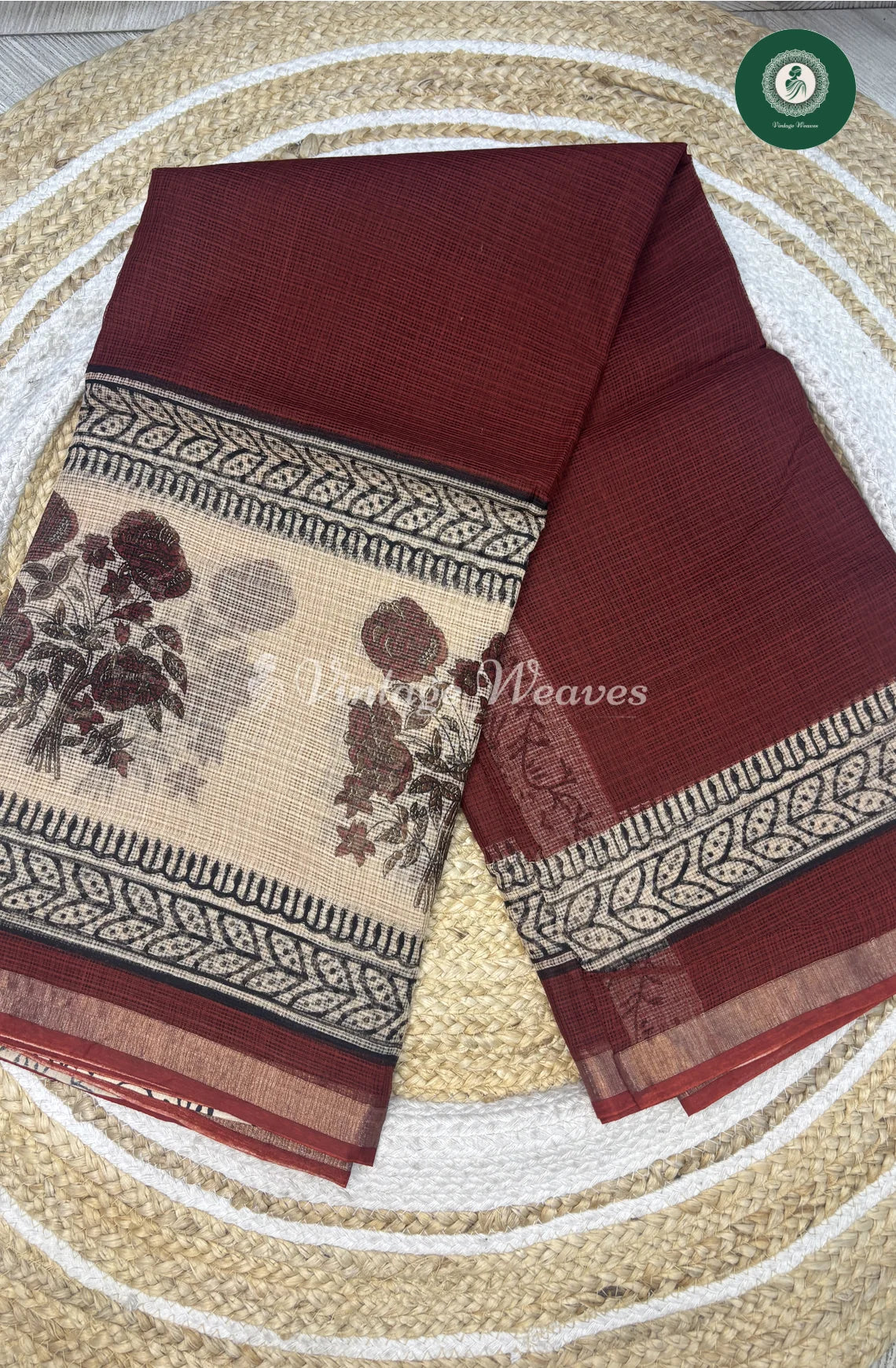 Premium Kota Cotton Saree-RedwithSandel