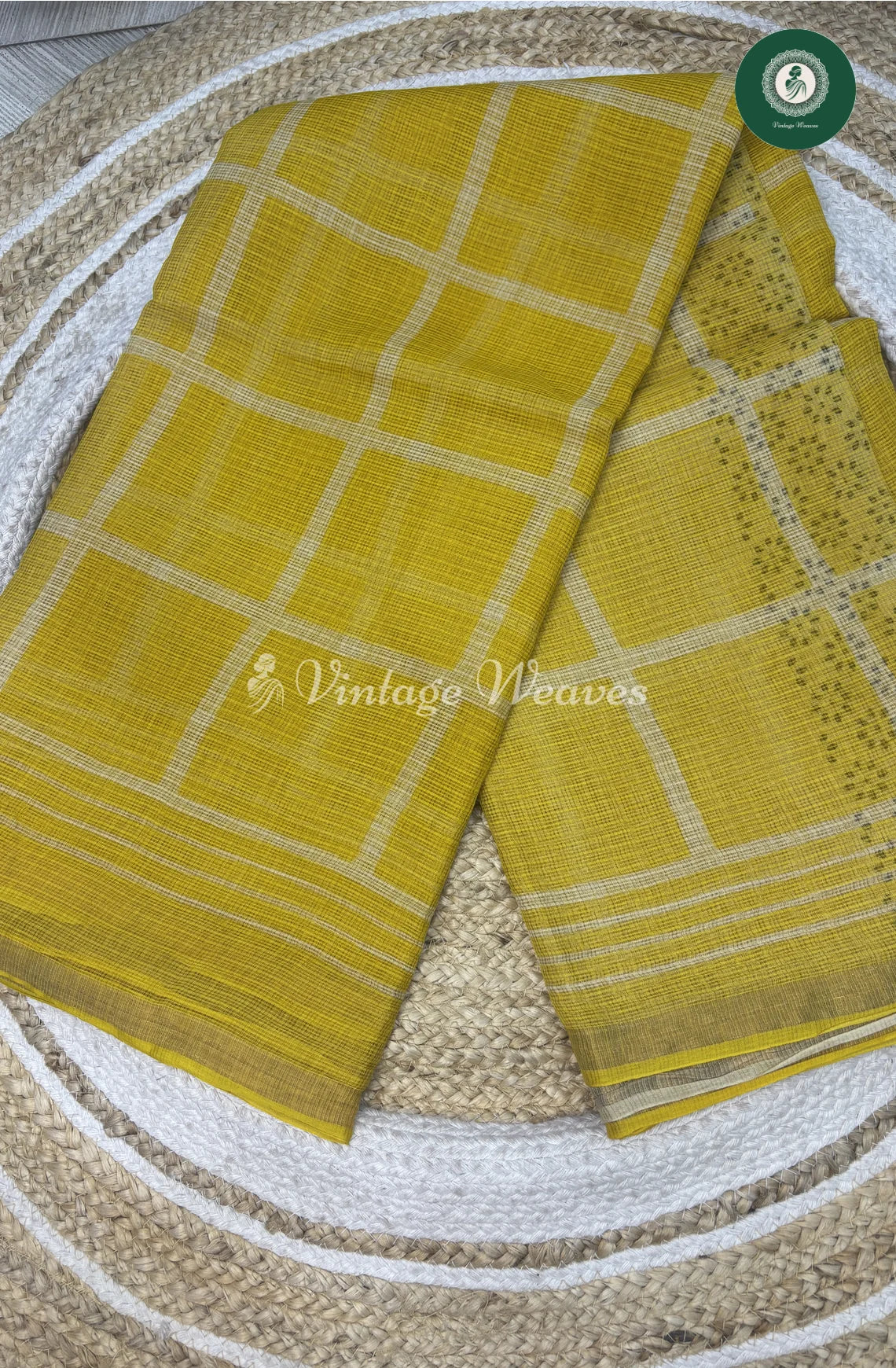 Premium Kota Cotton Saree-Yellowchecked