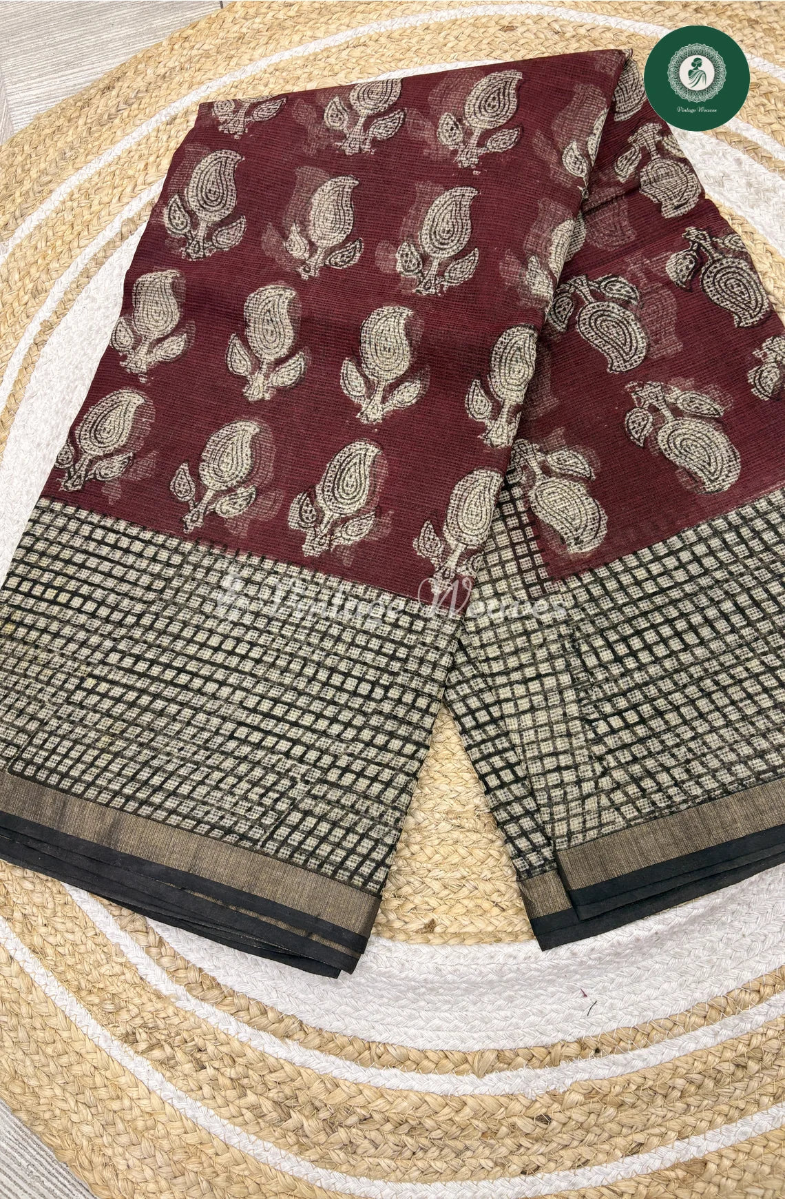 Premium Kota Cotton Saree Mango-Marron