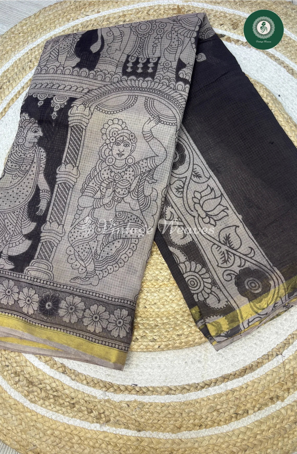 Premium Traditional Kalamkari Kota DancingDoll-Black1