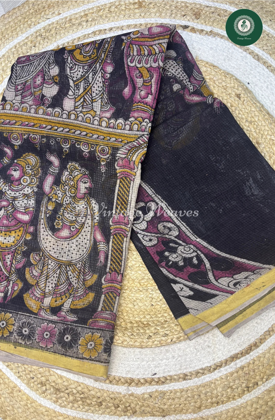 Premium Traditional Kalamkari Kota DancingDoll-Black_1