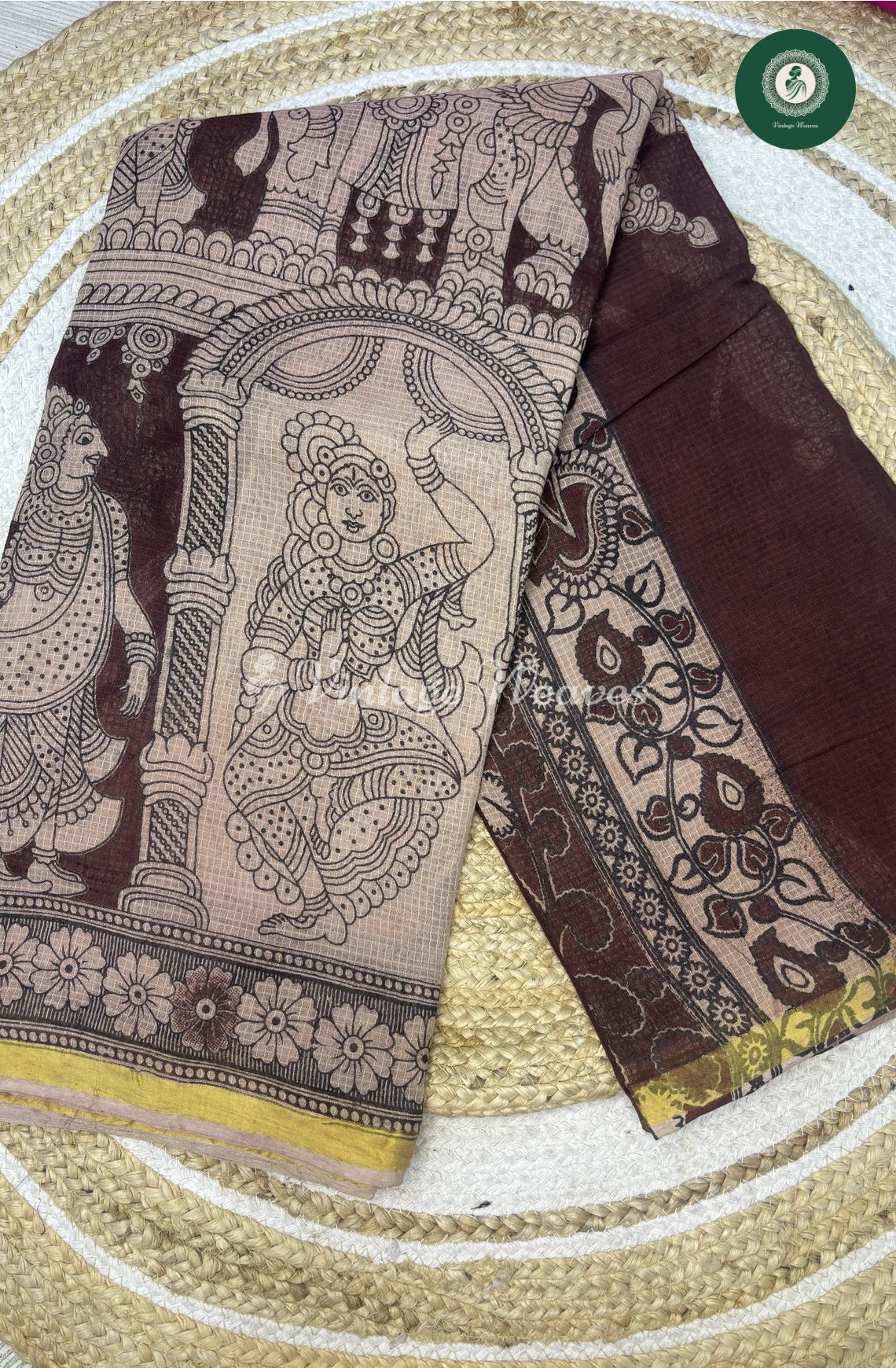 Premium Traditional Kalamkari Kota Dancingdoll-Marron