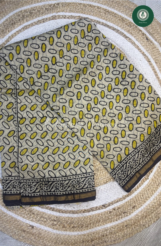 Premium Chanderi Silk Saree-Yellow_1