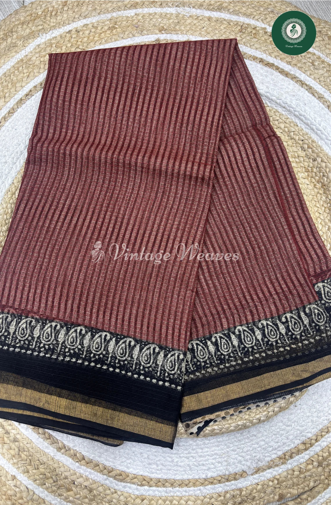 Premium Kota Cotton -Vertical Lines Marron