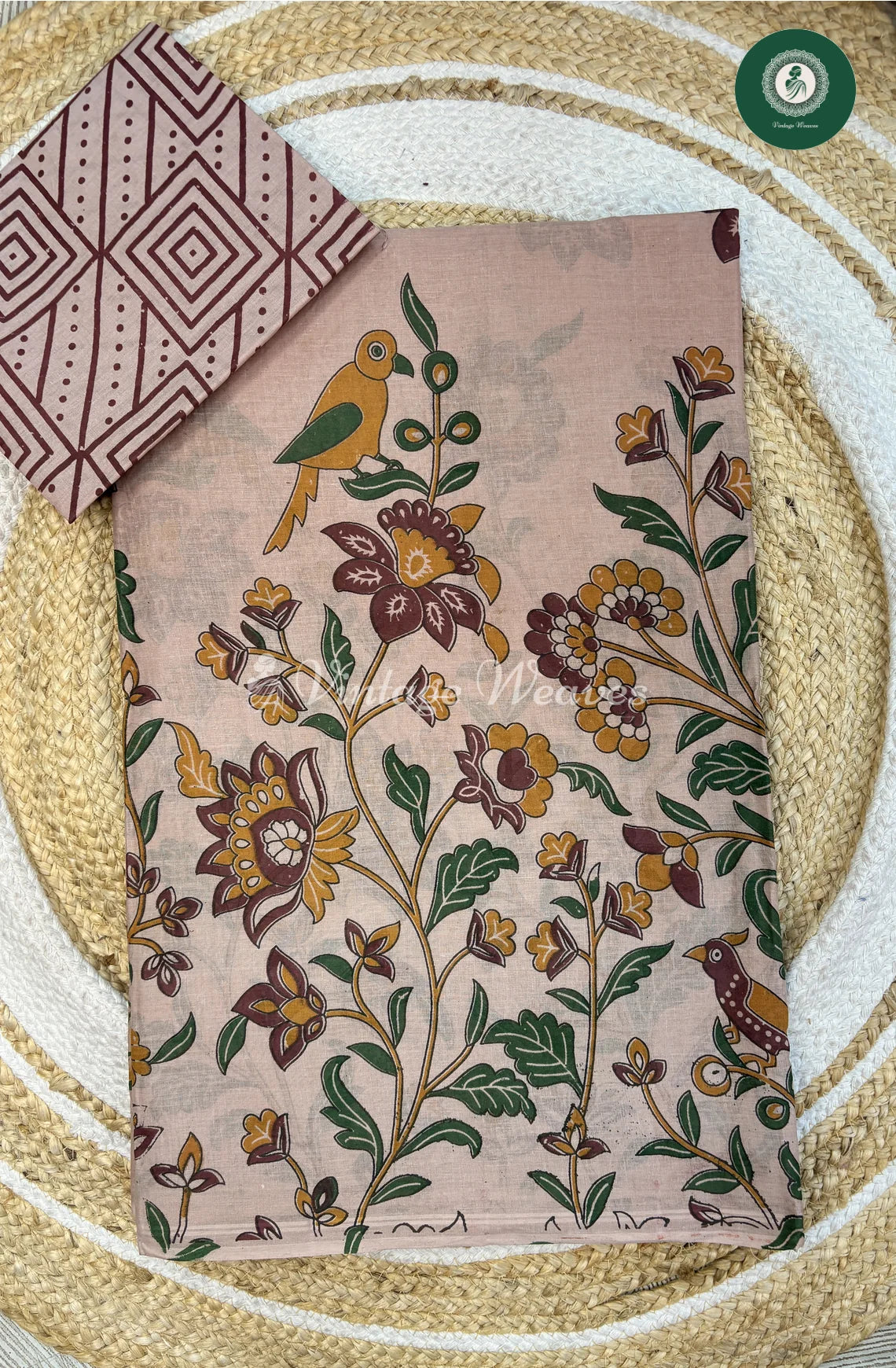 Pure Cotton Saree Kalamkari Print-Skin