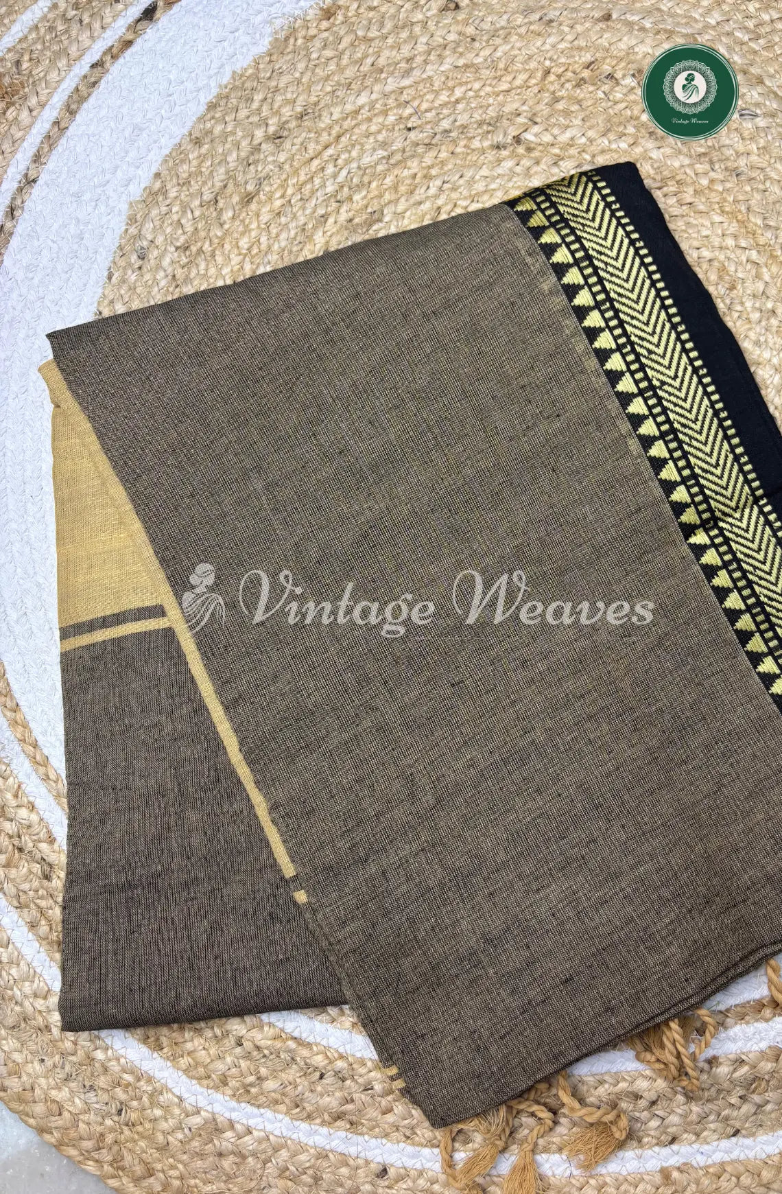 Pure Handloom Cotton Saree-Grey