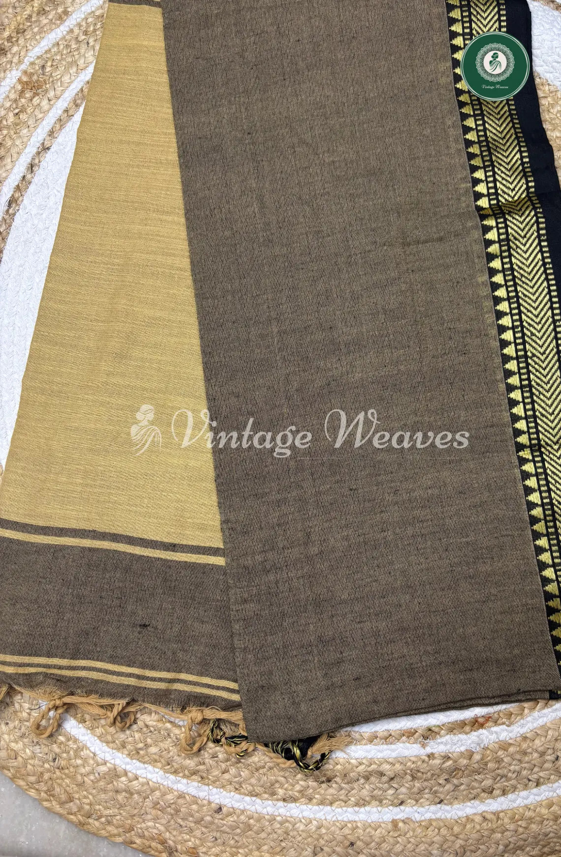 Pure Handloom Cotton Saree-Grey