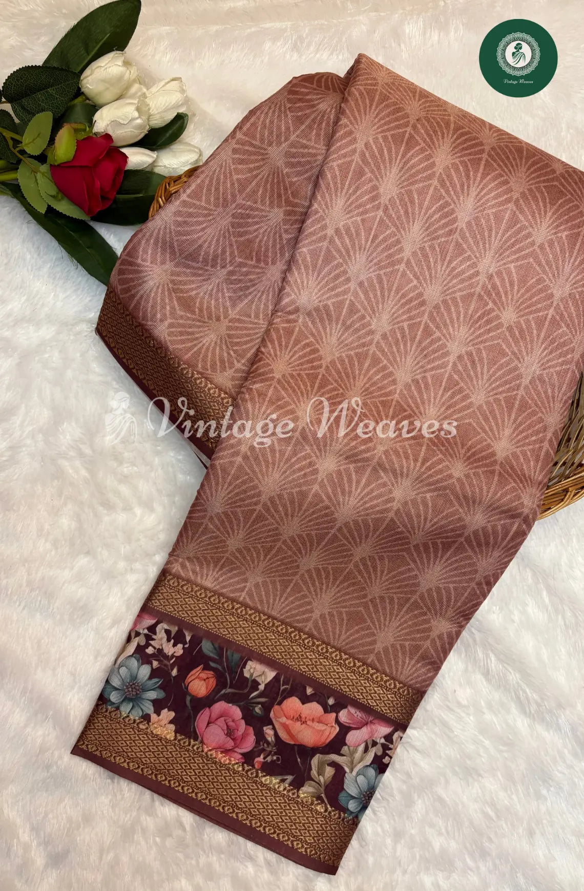 Rossy Maroon Silk Saree- with Floral border