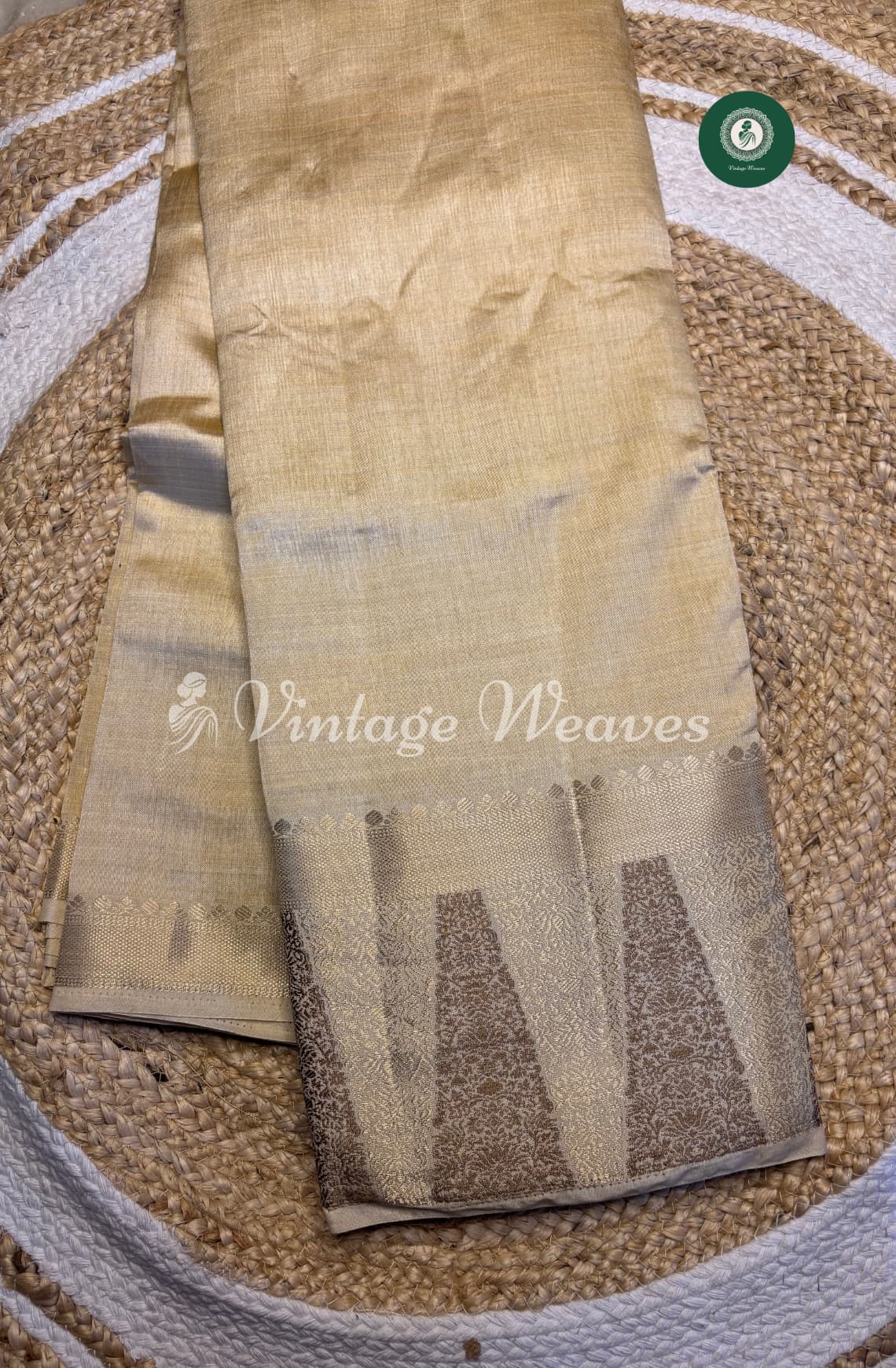 Soft And Shiny Tusser Silk Saree-Cream