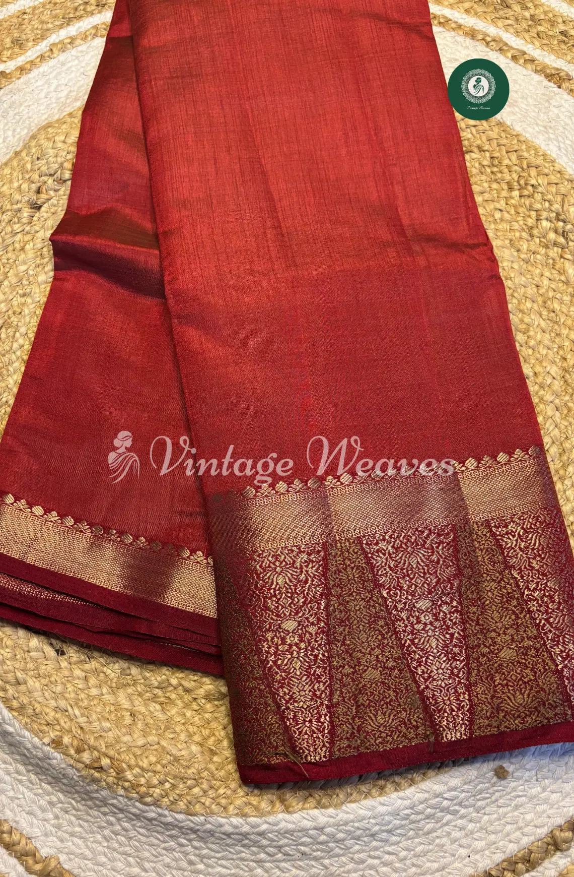 Soft And Shiny Tusser Silk Saree-Marron