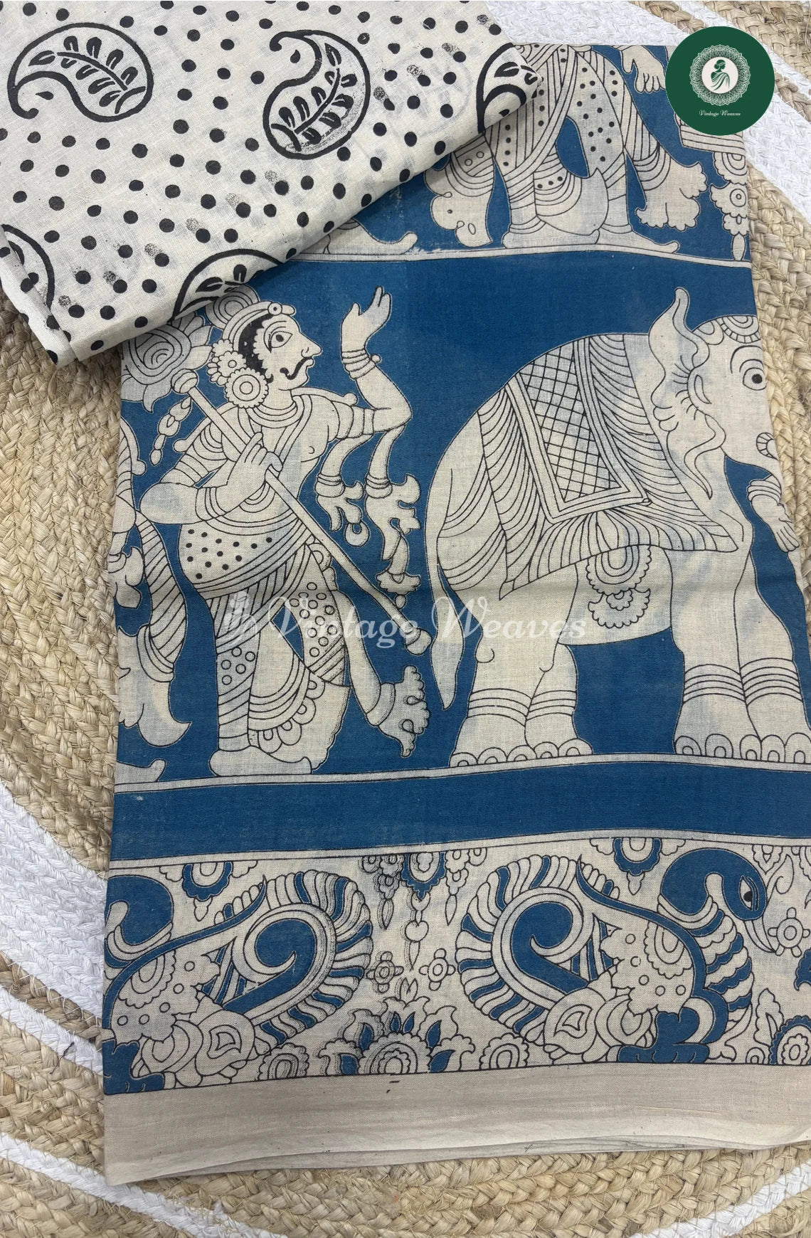 Very Soft Malai Cotton Ancient Print-Blue