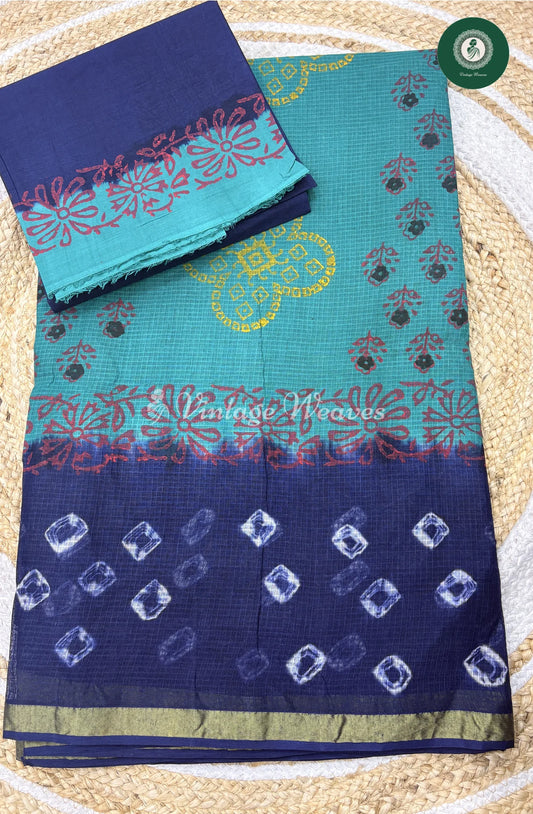 Budget Kota Cotton Saree-Blue_1