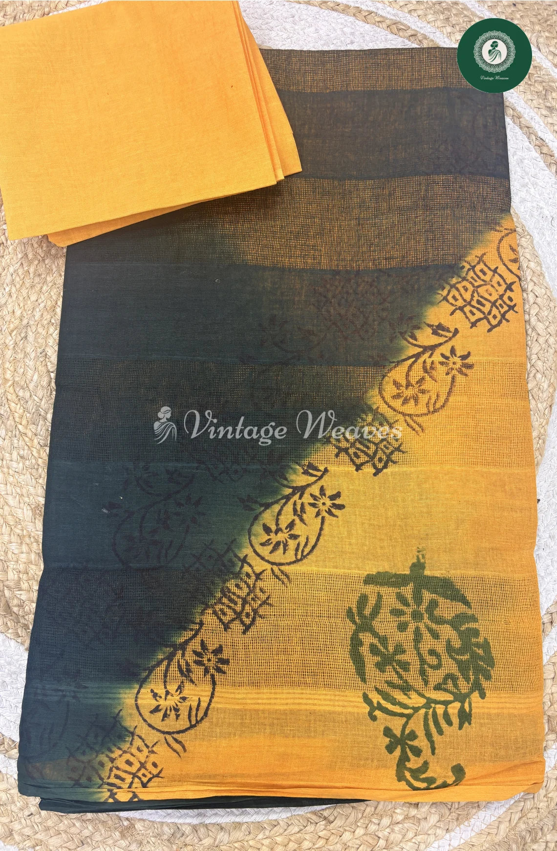 Budget Kota Cotton Saree -GreenwithYellow