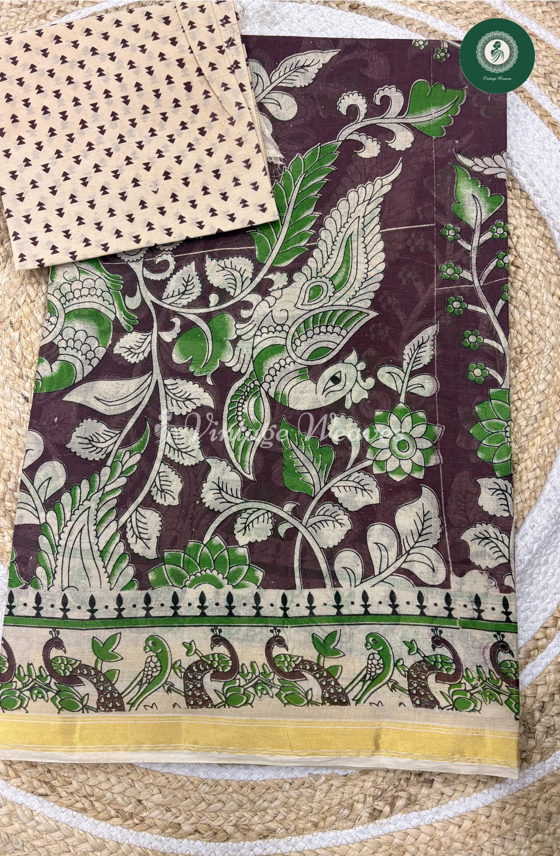 Budget Kota Kalamkari Cotton Saree-Marron