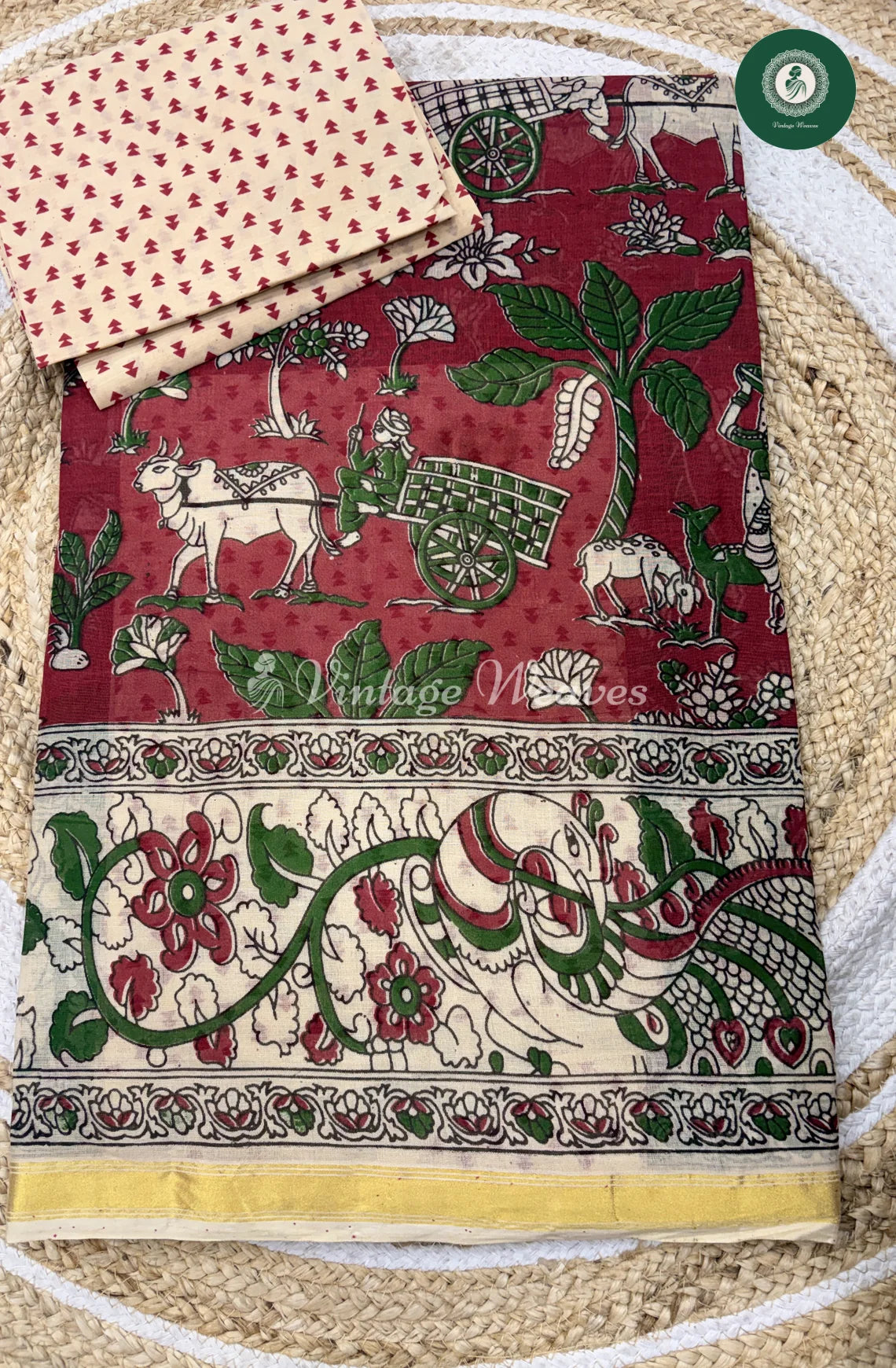 Budget Kota Kalamkari Cowprint-Pink