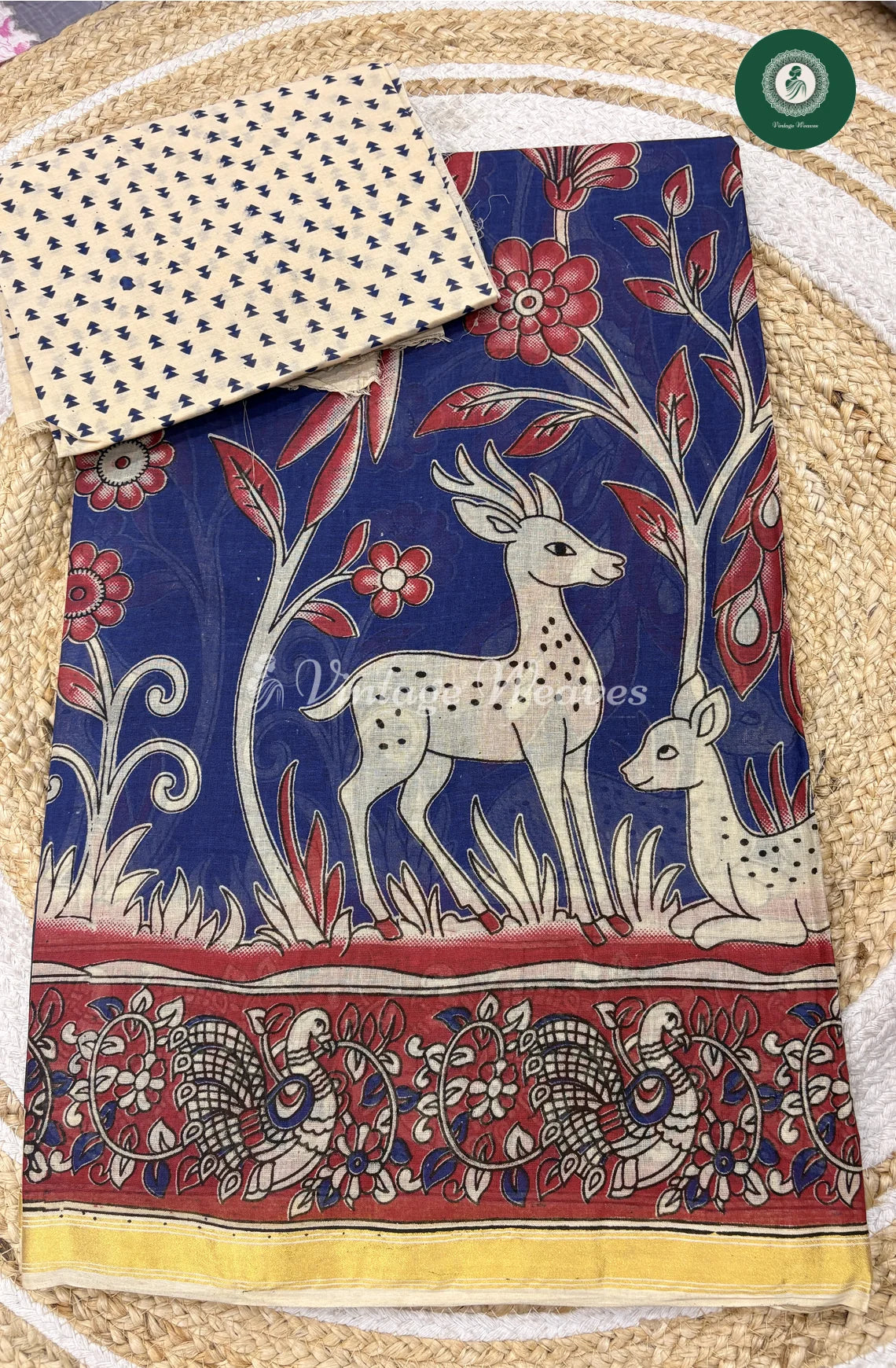 Budget Kota Kalamkari DeerPrint-Blue