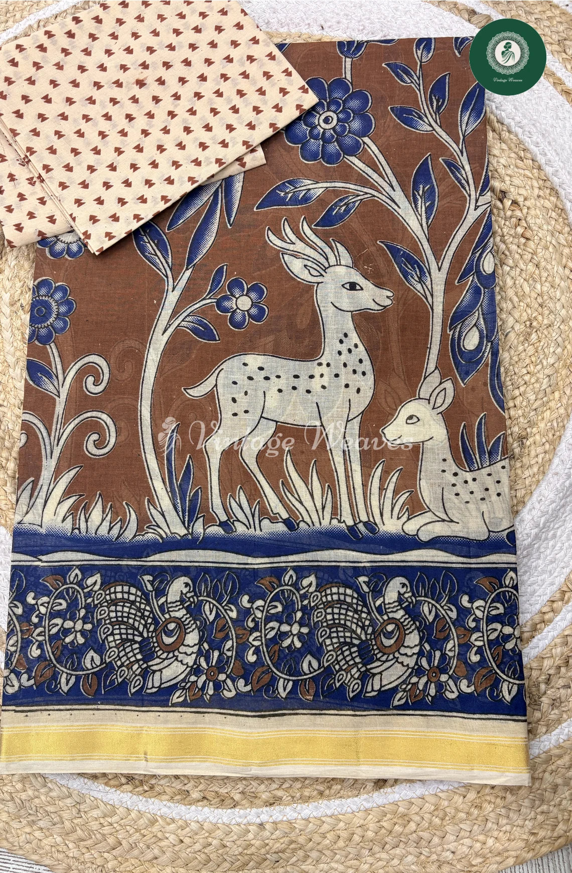 Budget Kota Kalamkari DeerPrint-Brown