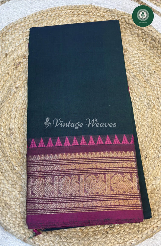 Chettinad Cotton Saree-GreenwithPink_3