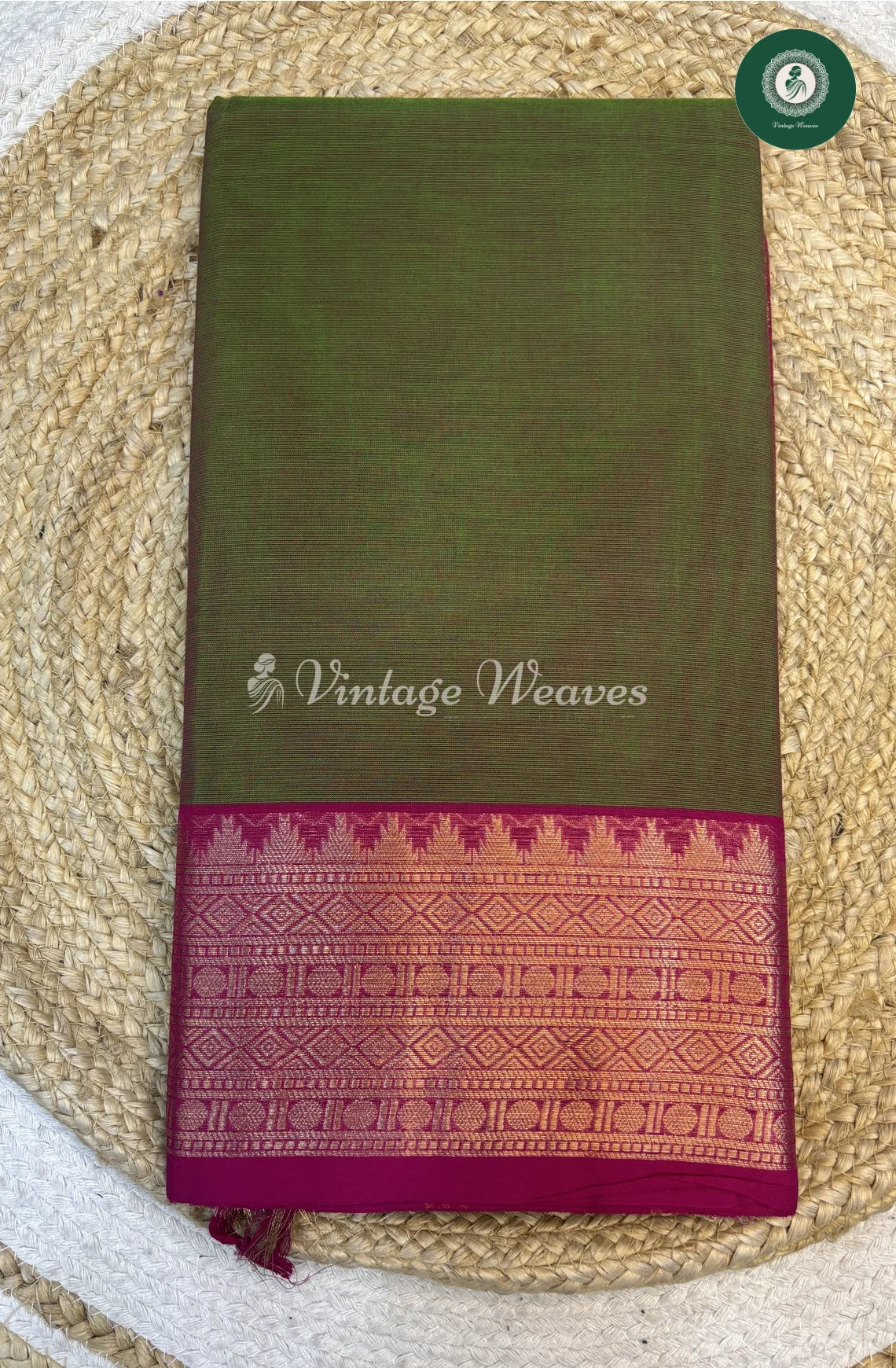 Chettinad Cotton Saree-DarkOlivegreen