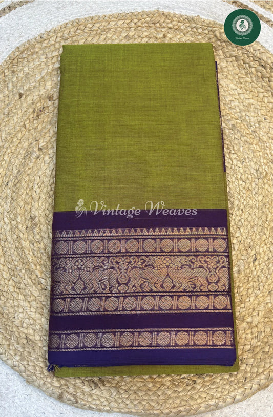 Chettinad Cotton Saree-GreenwithPurple