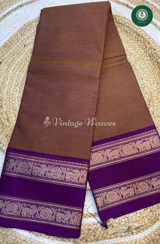 Chettinad Cotton Saree-rustbrownwithpurple