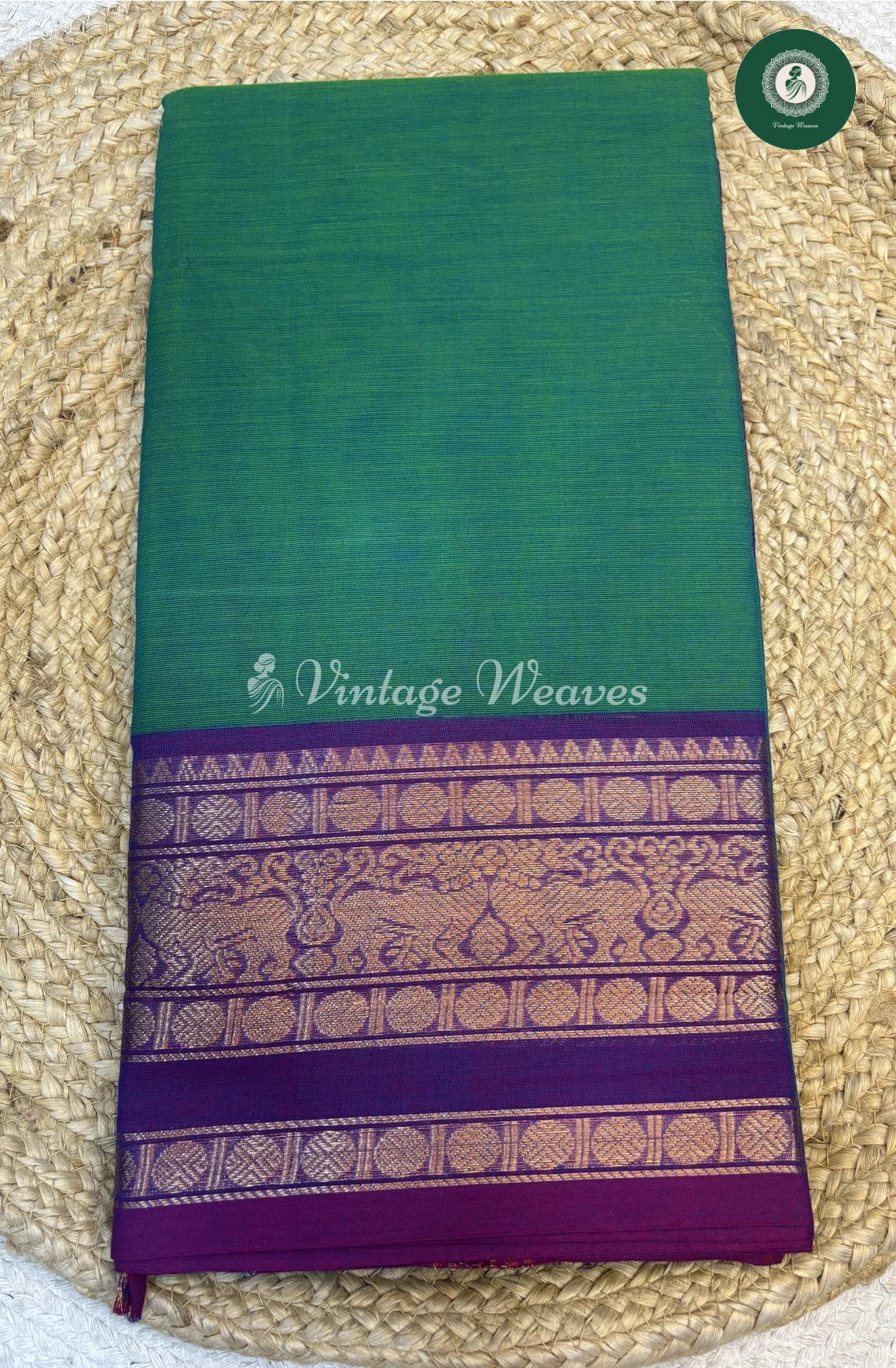 Chettinad Cotton Saree-tealbluewithpurple