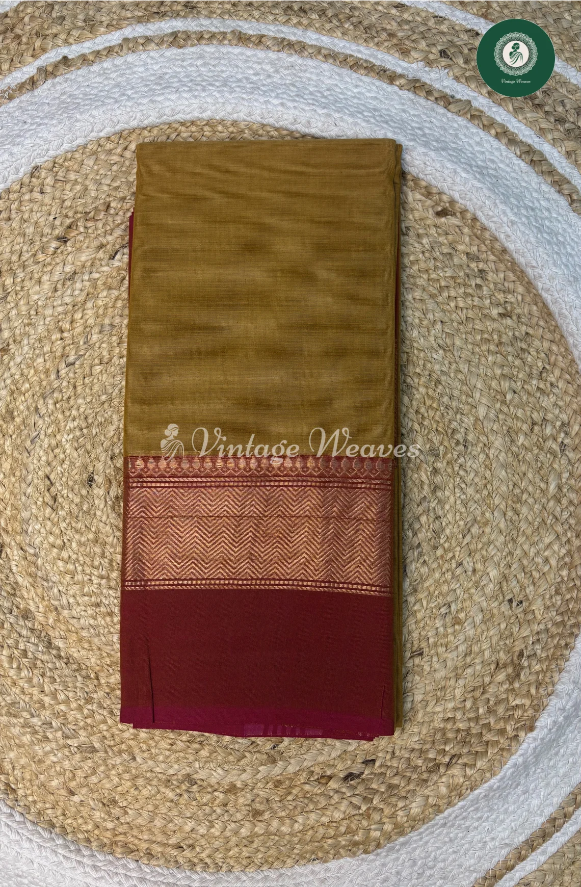 Chettinad Cotton Saree With DoubleBorder-Mustard
