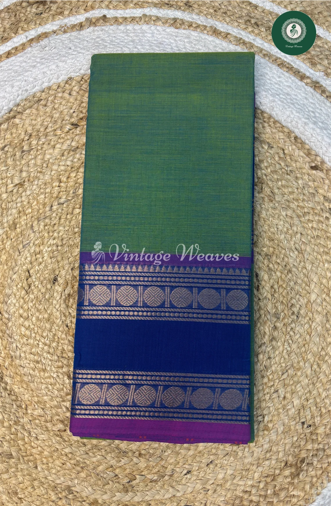 Chettinad Cotton Saree With DoubleBorder1-SkyBlue