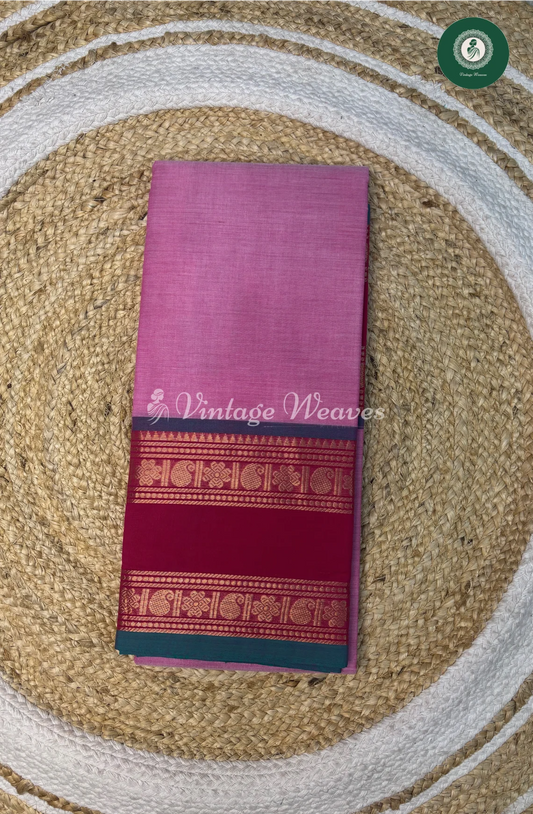 Chettinad Cotton Saree With DoubleBorder-BabyPink_1