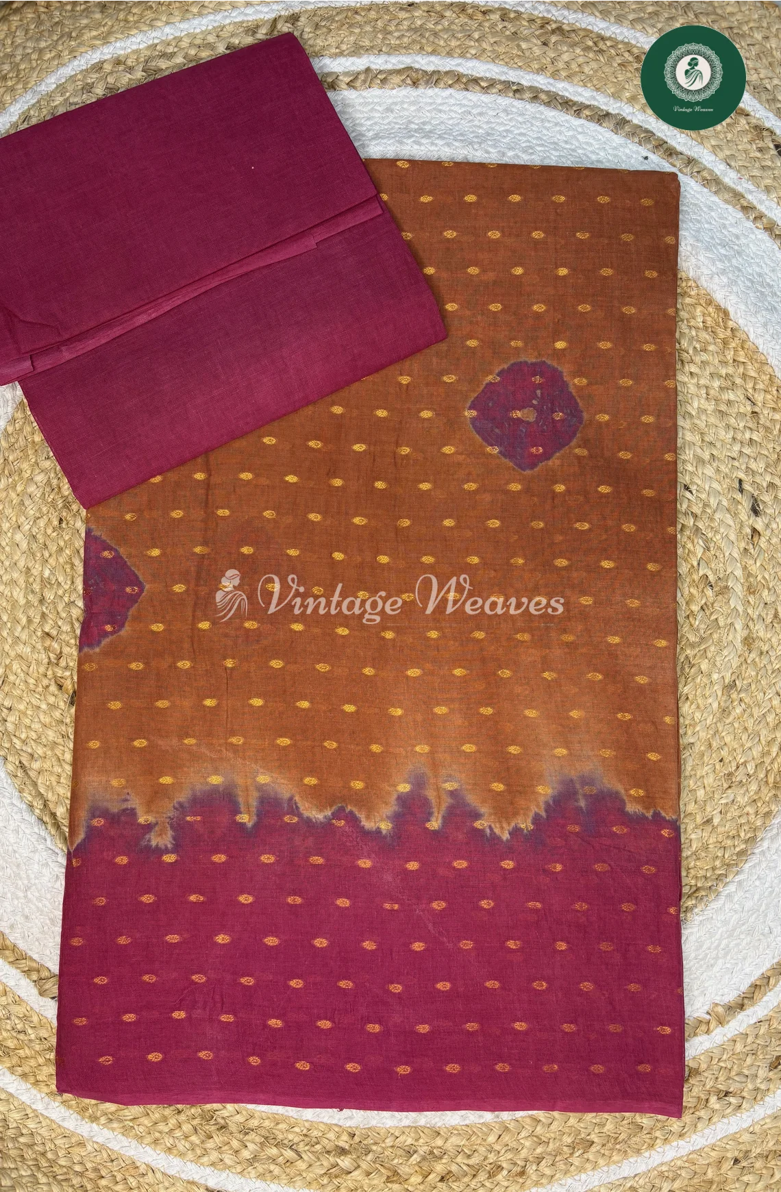 CottonSaree With GoldenDots-Skin