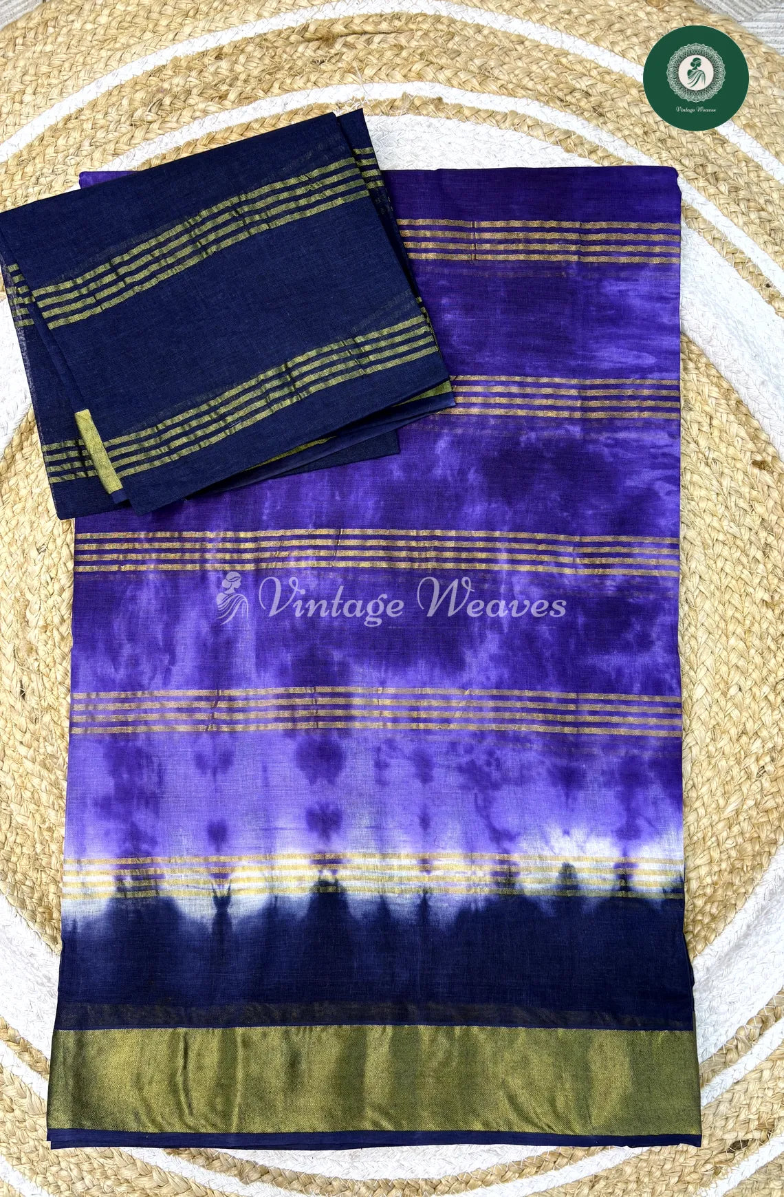 Daily Wear Cotton Bandhini Contrast-Purple With Blue