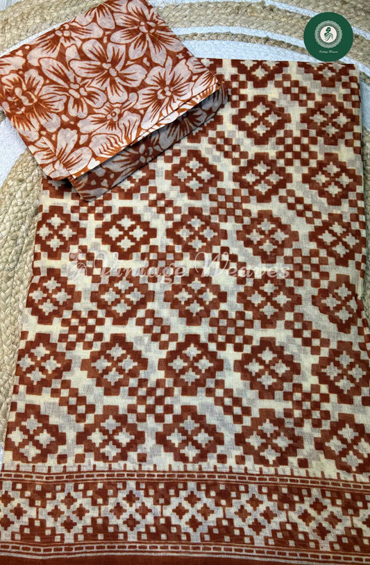Daily Wear Cotton Diamond design-Brown