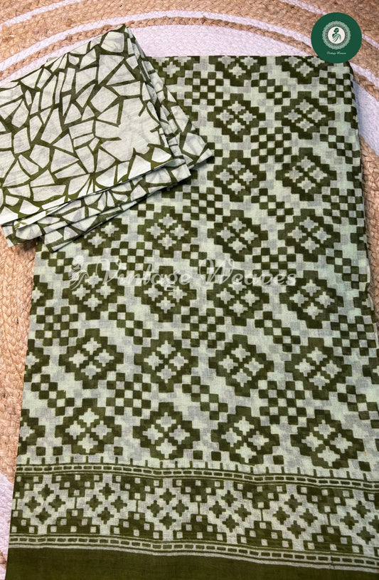 Daily Wear Cotton Diamond design-Green