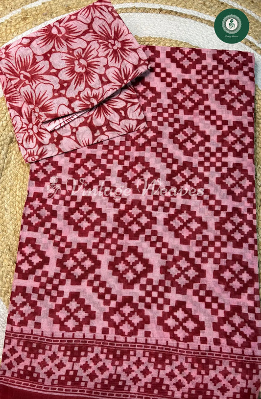 Daily Wear Cotton Diamond design-Reddish Pink
