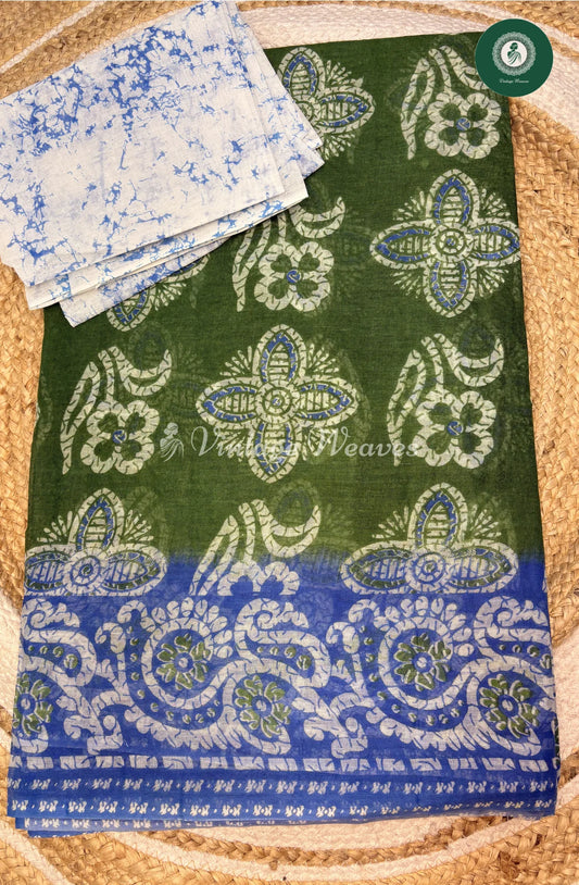 Daily Wear Cotton Flower-Green