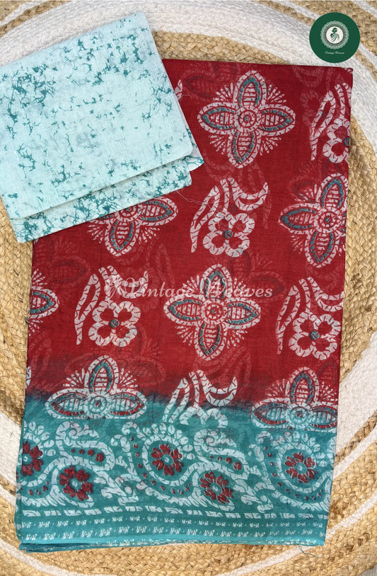 Daily Wear Cotton Flower-Red