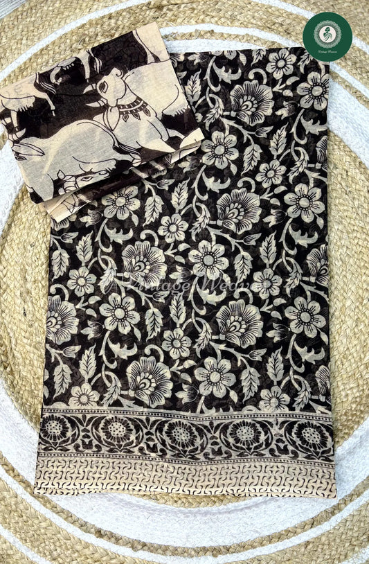 Daily Wear Cotton Flower Leaf Printed-Brown